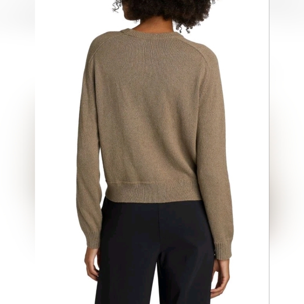 NWT Theory Womens Waverly Boucle Cropped Crewneck Sweater In Cinder Size L - Picture 2 of 12